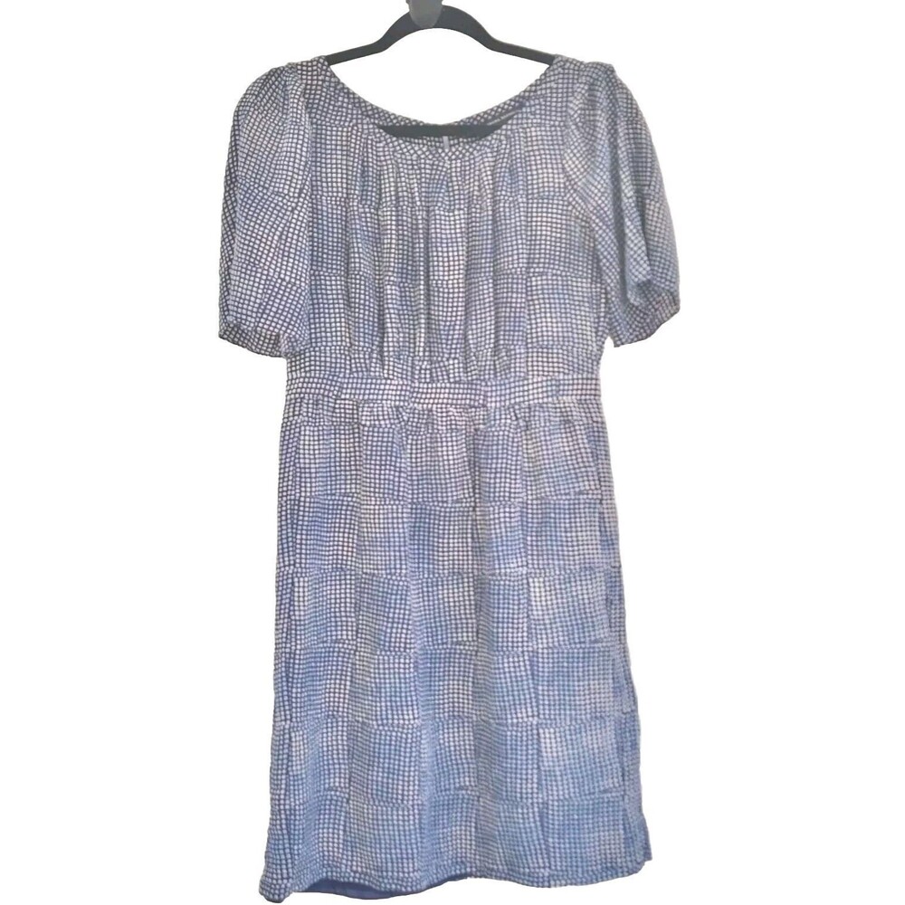 Banana Republic Blue Geo Print Silk Mini Dress Size 6 Silk 100%